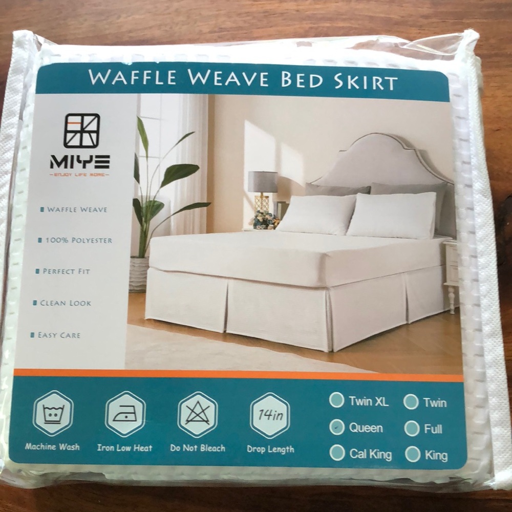 Waffle Weave Bed Skirt - White Queen
